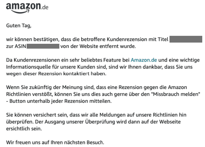 Amazon confirmation