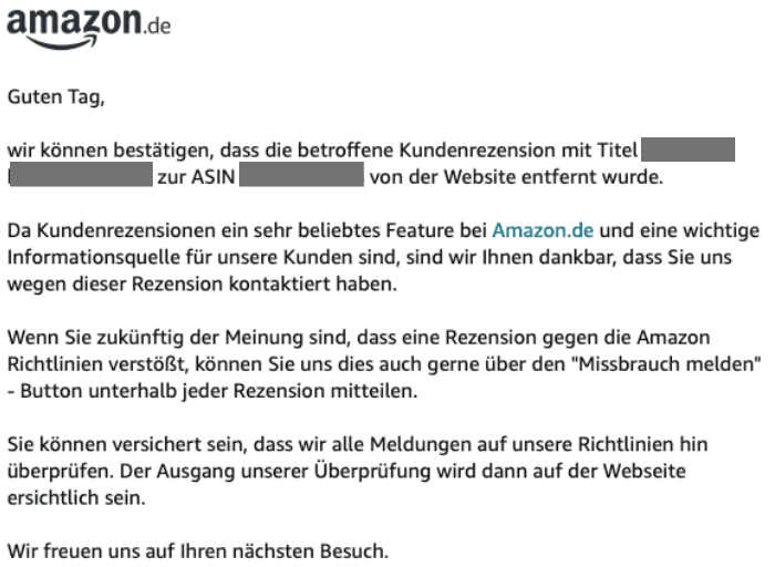 Amazon confirmation