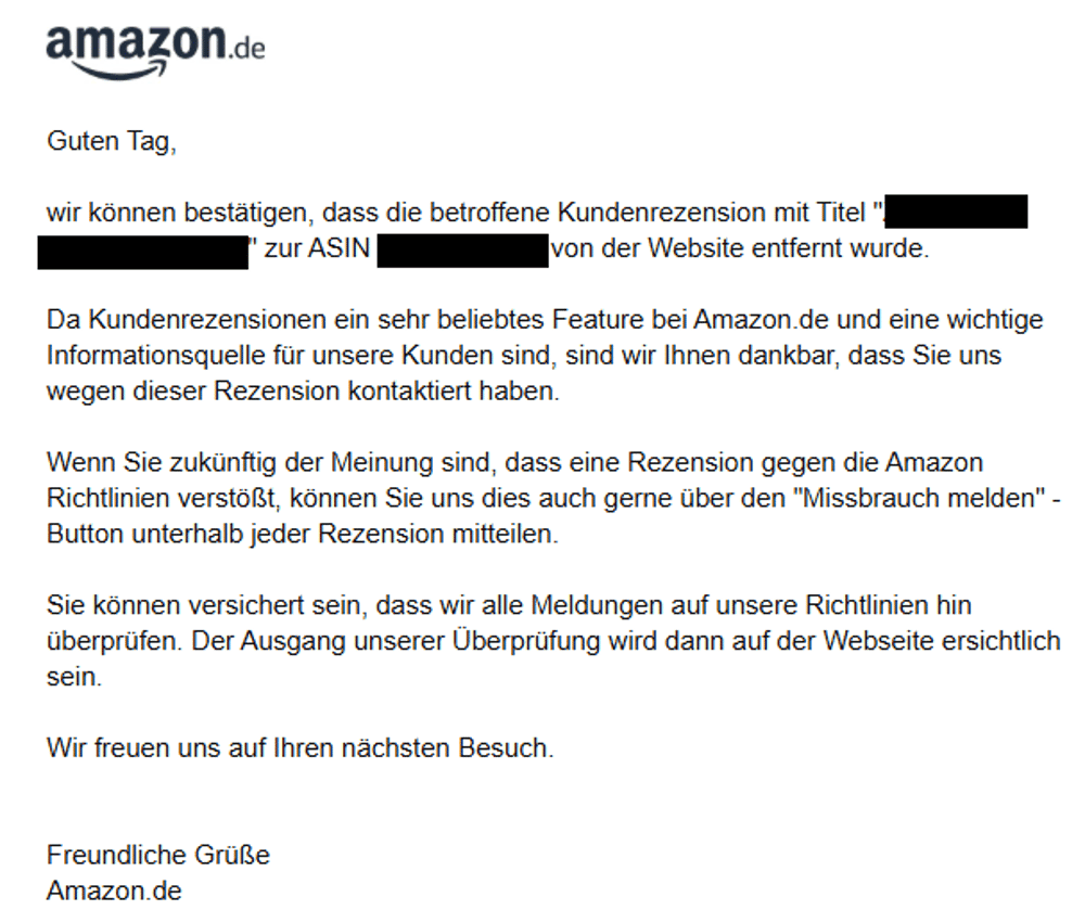 Amazon Bestätigung Mail
