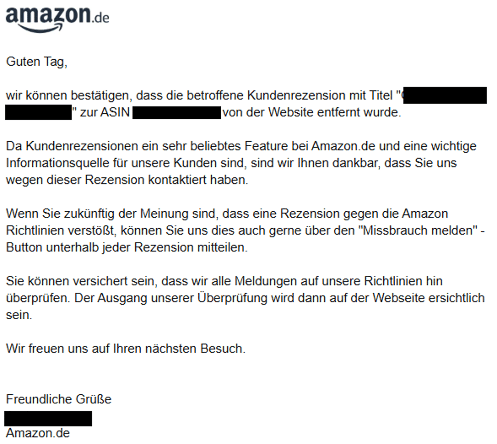 Amazon Bestätigung Mail